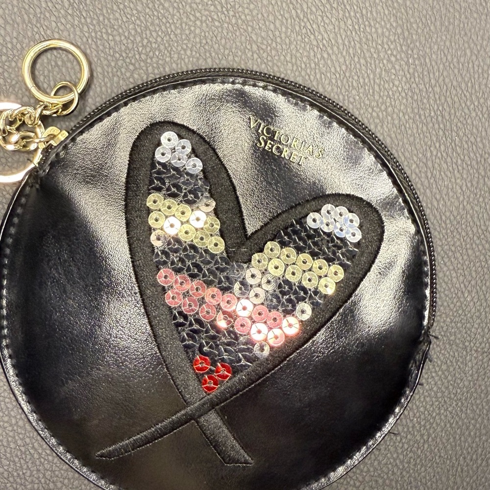 Victoria's Secret Black Sequin Heart Wristlet